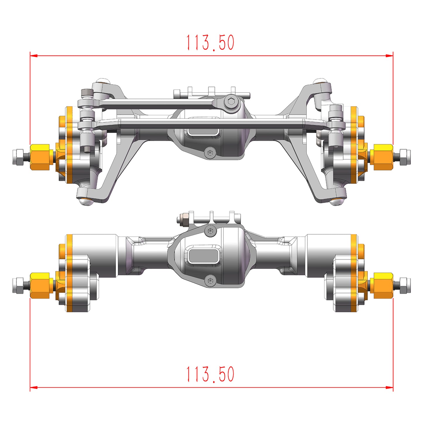TCRC Aluminum +4mm Extended Front Rear Portal Axles Set Assembly for Redcat Ascent-18