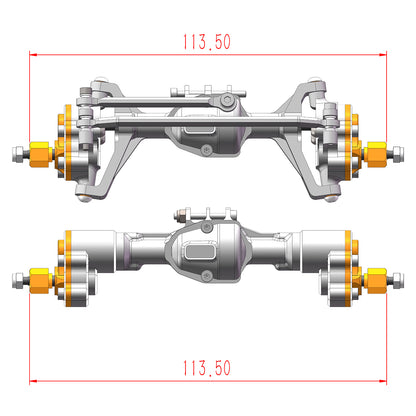 TCRC Aluminum +4mm Extended Front Rear Portal Axles Set Assembly for Redcat Ascent-18