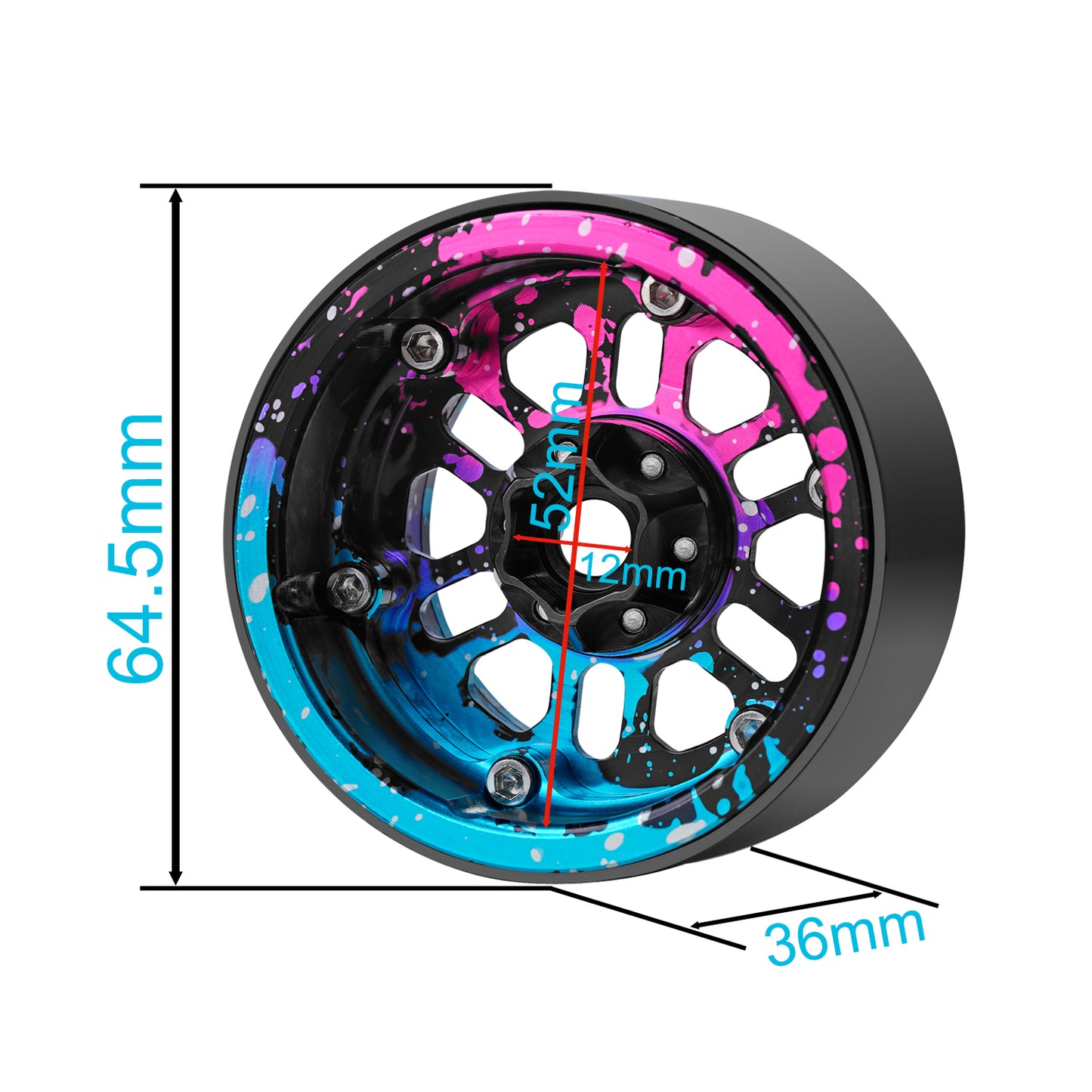 TCRC Splash Anodizing Aluminum 2.2 Inch Beadlock Wheel Hubs
