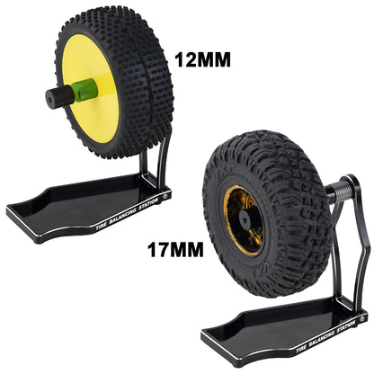 TCRC Wheel Tire Balancer RC Tire Balance Support Base Tool with 12mm 14mm 17mm Wheel adapters for 1/5 1/6 1/8 1/10 RC Cars